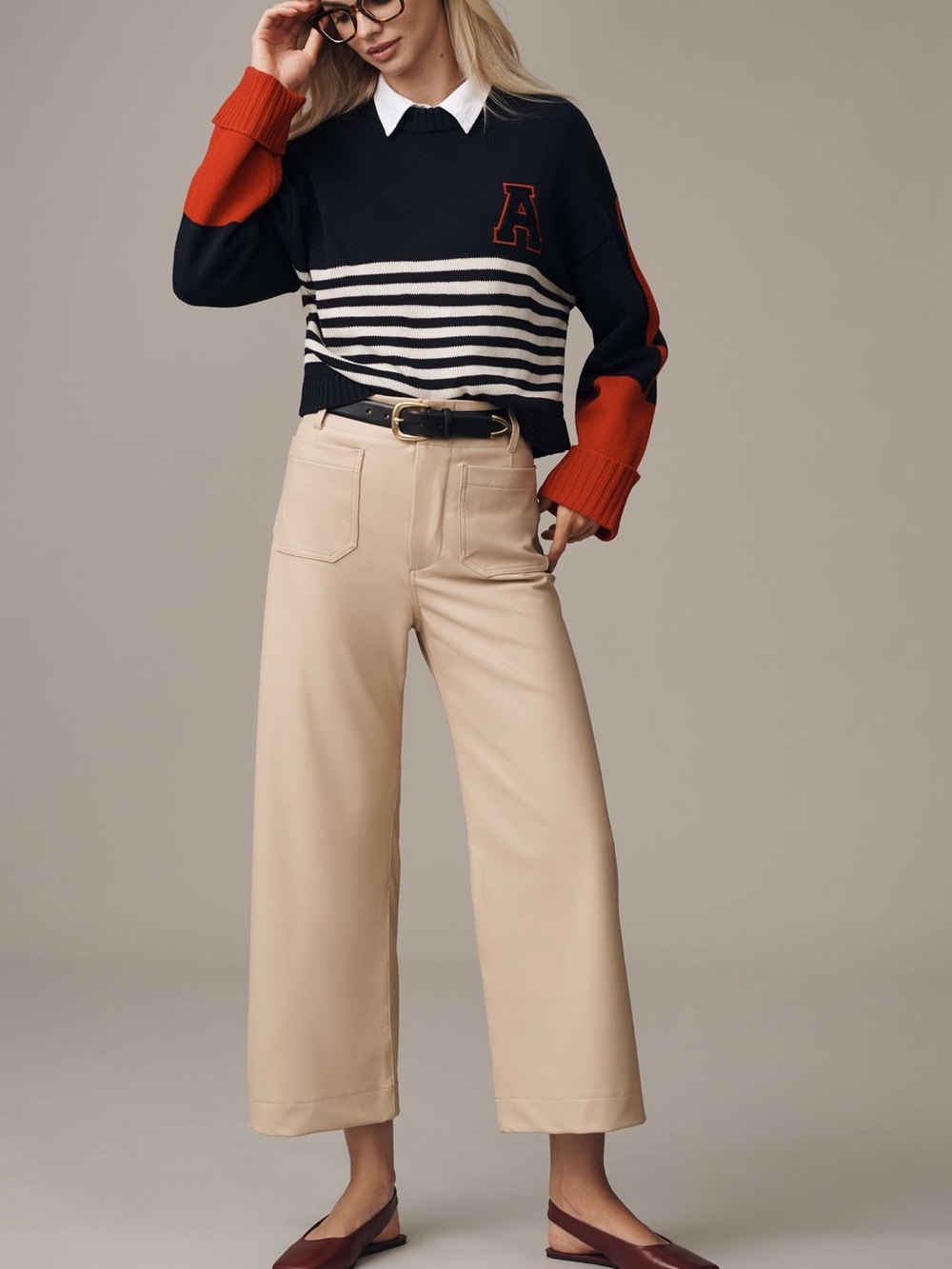 *Anthropologie Maeve Colette Faux Leather High Rise Wide Leg Pants